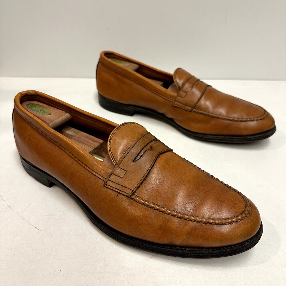VERY GOOD Alden 714 Leisure Handsewn LHS Peny Loafer Brown Tan Calf USA 13 W - Picture 4 of 12